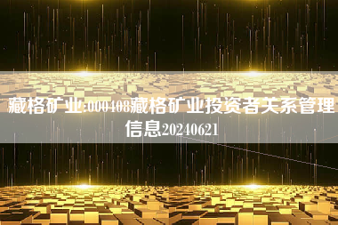 藏格矿业:000408藏格矿业投资者关系管理信息20240621